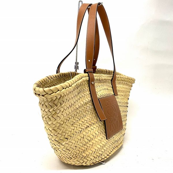 37921842 2 Loewe Basket Tote Bag Palm Leaf Leather Beige