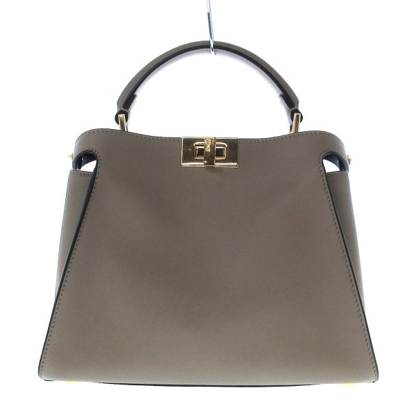 37923937 1 Fendi Peekaboo Iconic Handbag Gray Beige Leather