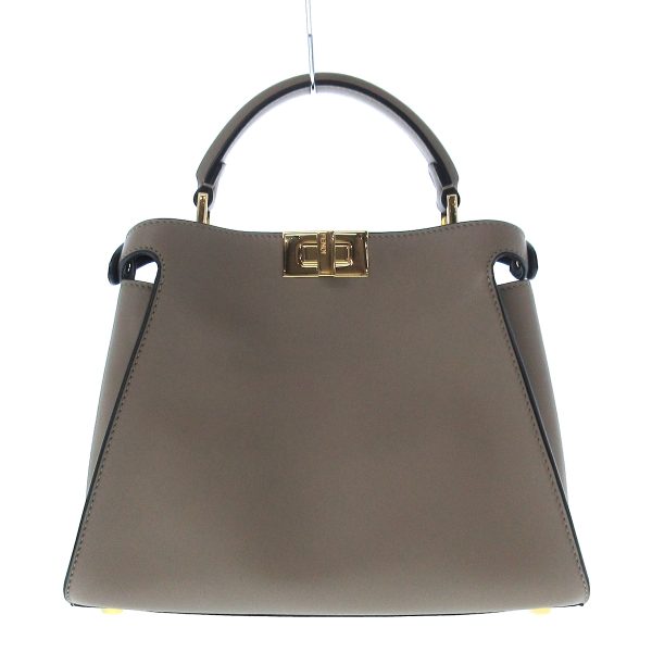 37923937 3 Fendi Peekaboo Iconic Handbag Gray Beige Leather