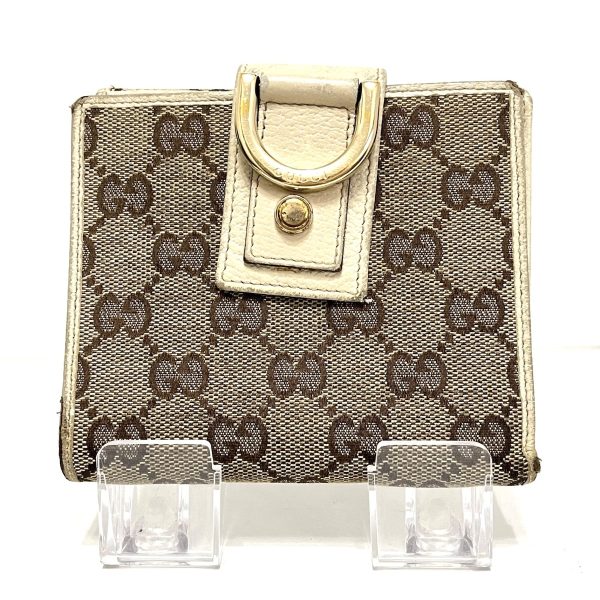 37924113 1 Gucci Abby GG Pattern Jacquard W Hook Wallet Brown Ivory