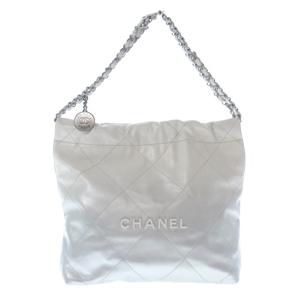 37924426 1 Chanel Small Handbag Shoulder Bag Calfskin White Silver