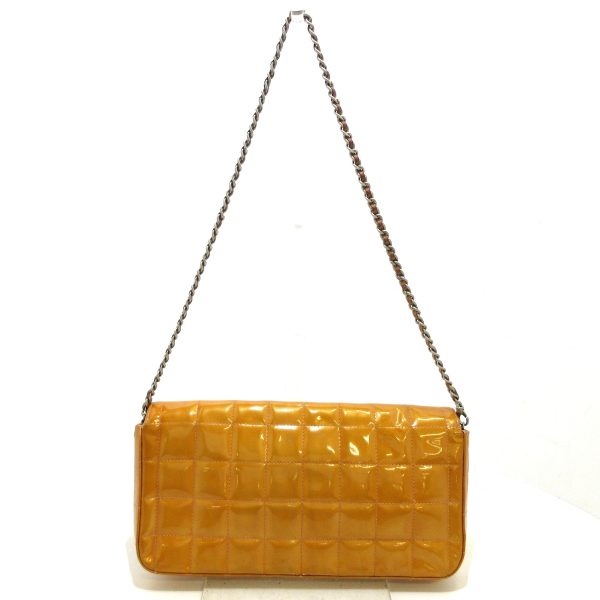 37925740 3 Chanel Chocolate Bar Shoulder Bag Enamel Lambskin Orange