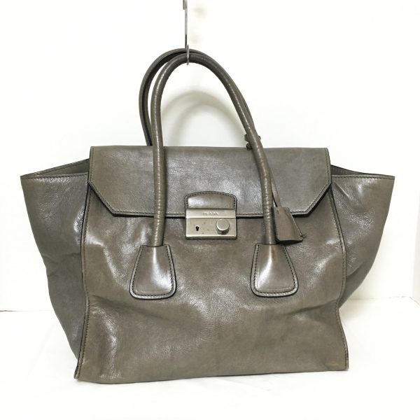 37926846 1 Prada Handbag Leather Gray