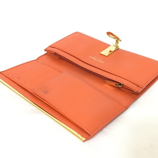 37928274 3 Salvatore Ferragamo Gancini Long Wallet Orange Leather