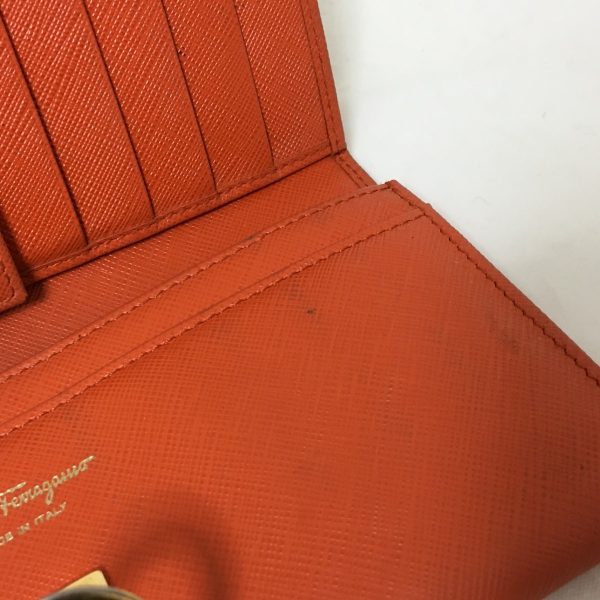 37928274 8 Salvatore Ferragamo Gancini Long Wallet Orange Leather