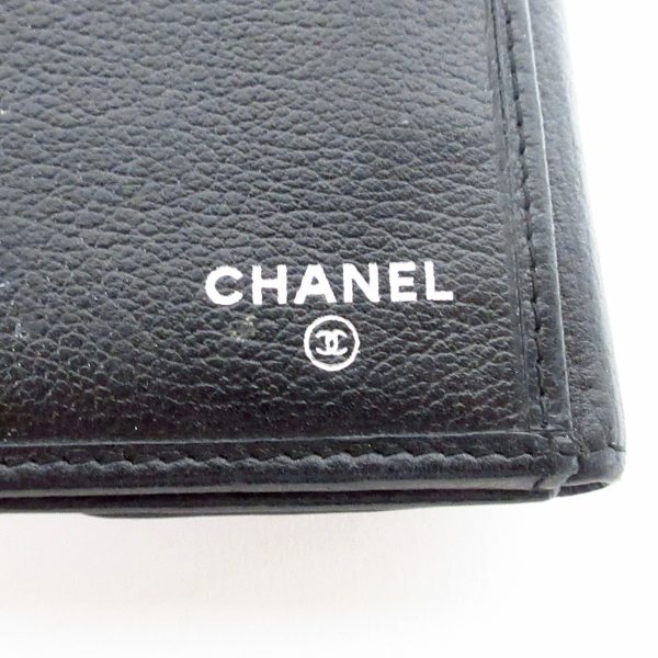 37928861 5 Chanel Camellia Long Wallet Silver Hardware Leather Black