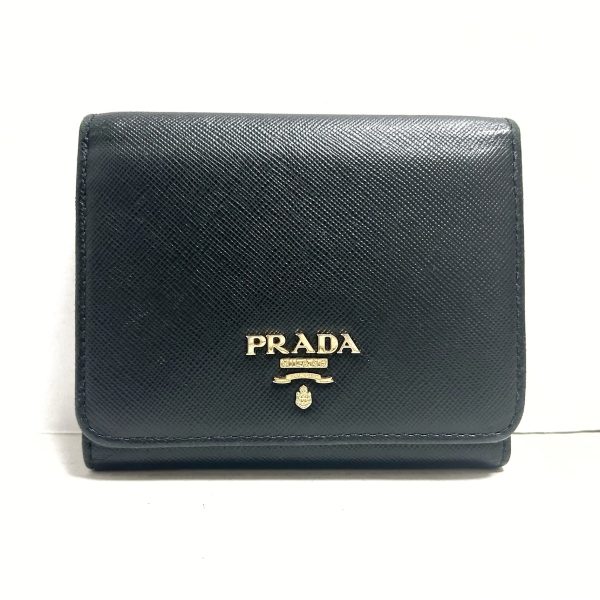 37929751 1 Prada Trifold Wallet Leather Black