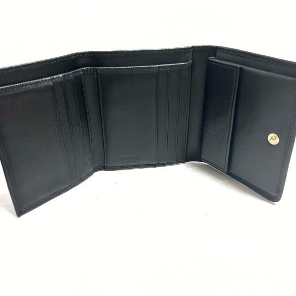 37929751 3 Prada Trifold Wallet Leather Black