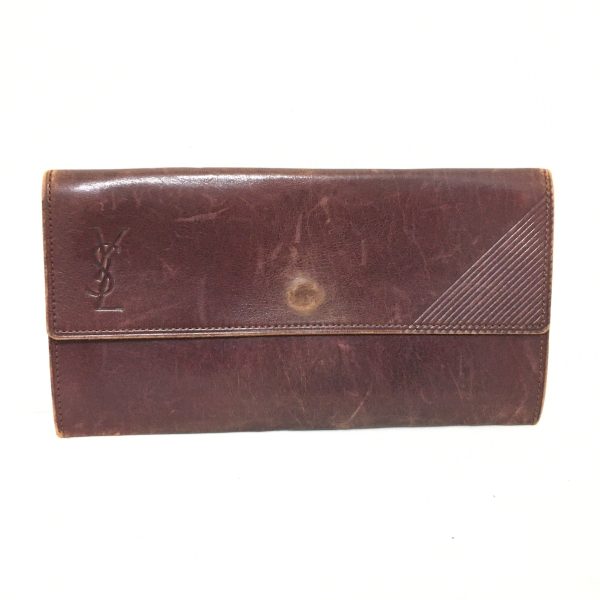 37931449 1 Yves Saint Laurent Embossed Leather Long Wallet Bordeaux