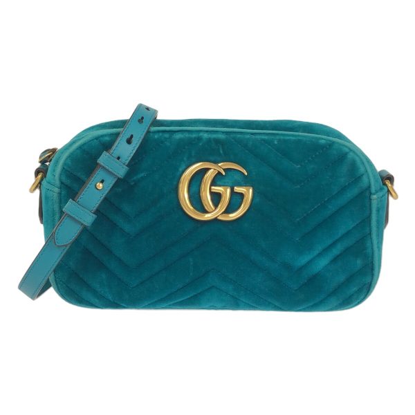 37940204 1 Gucci GG Marmont Velor Chain Shoulder Bag Blue Green