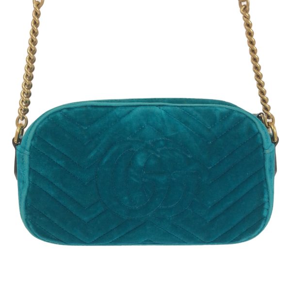 37940204 3 Gucci GG Marmont Velor Chain Shoulder Bag Blue Green