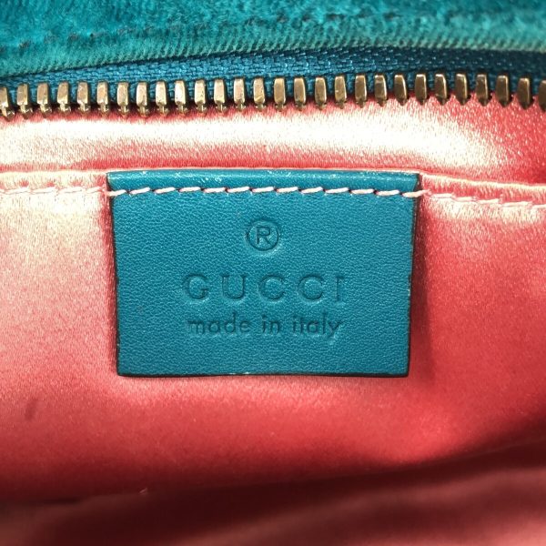 37940204 7 Gucci GG Marmont Velor Chain Shoulder Bag Blue Green