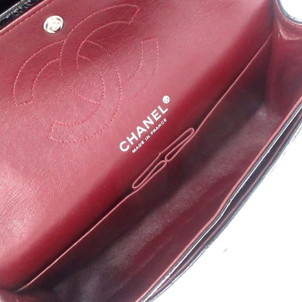 37950374 6 Chanel Double Flap Matelasse Shoulder Bag Enamel Leather Black