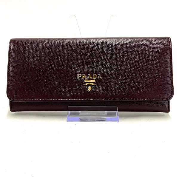 37950404 1 Prada Long Wallet Leather Bordeaux Ivory