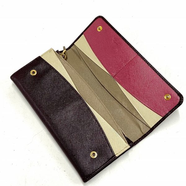 37950404 3 Prada Long Wallet Leather Bordeaux Ivory