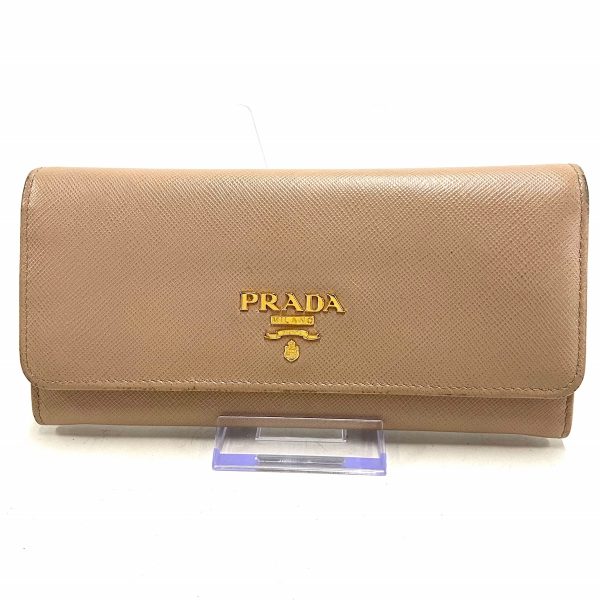 37950406 1 Prada Long Wallet Leather Beige