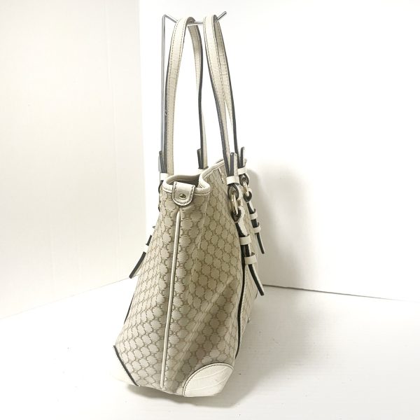 37951489 2 Celine Macadam Pattern Fabric Calf Leather Tote Bag Gray