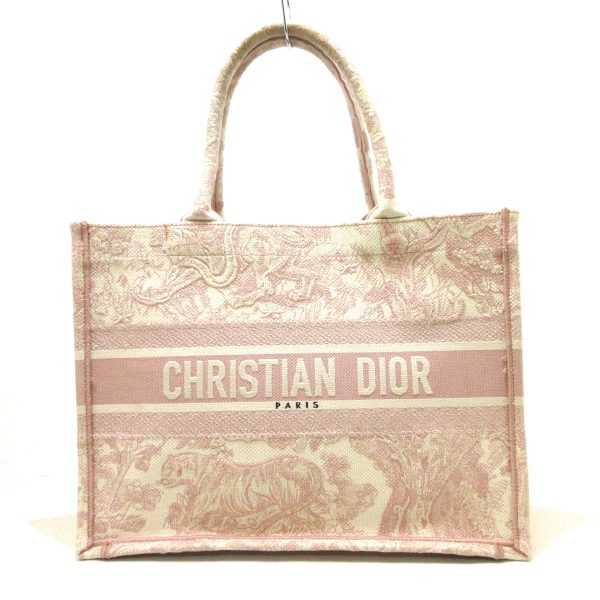 37955982 1 Dior Book Tote Medium Bag Toile de Jouy Embroidery Ivory Pink