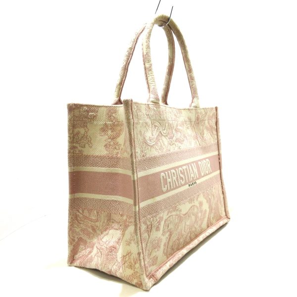 37955982 2 Dior Book Tote Medium Bag Toile de Jouy Embroidery Ivory Pink