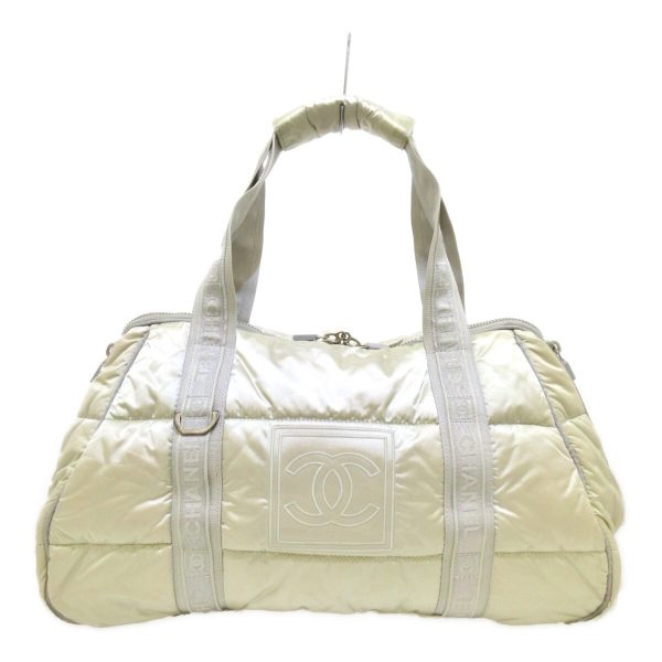 37957623 1 Chanel Sports Line Boston Bag Nylon Gray Beige