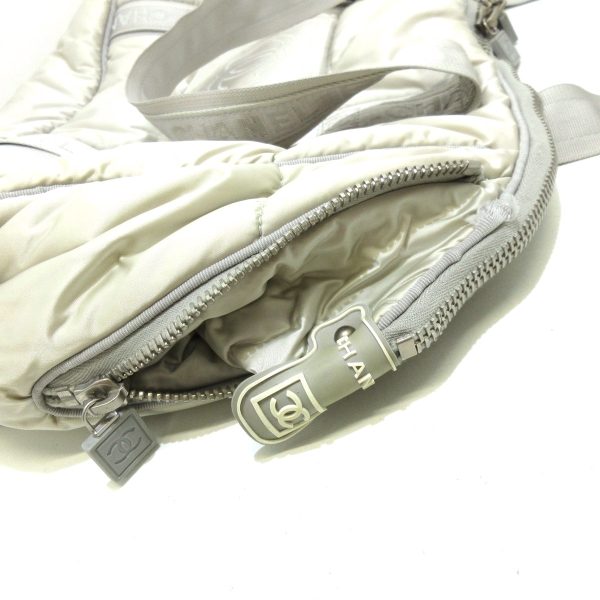 37957623 11 Chanel Sports Line Boston Bag Nylon Gray Beige