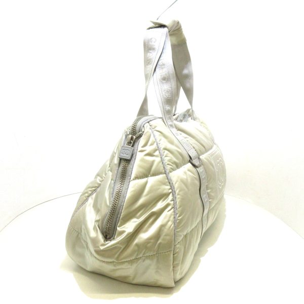 37957623 2 Chanel Sports Line Boston Bag Nylon Gray Beige