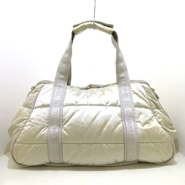 37957623 3 Chanel Sports Line Boston Bag Nylon Gray Beige