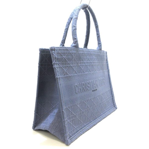 37959579 2 Dior Book Tote Medium Bag Cannage Stitch Blue Gray