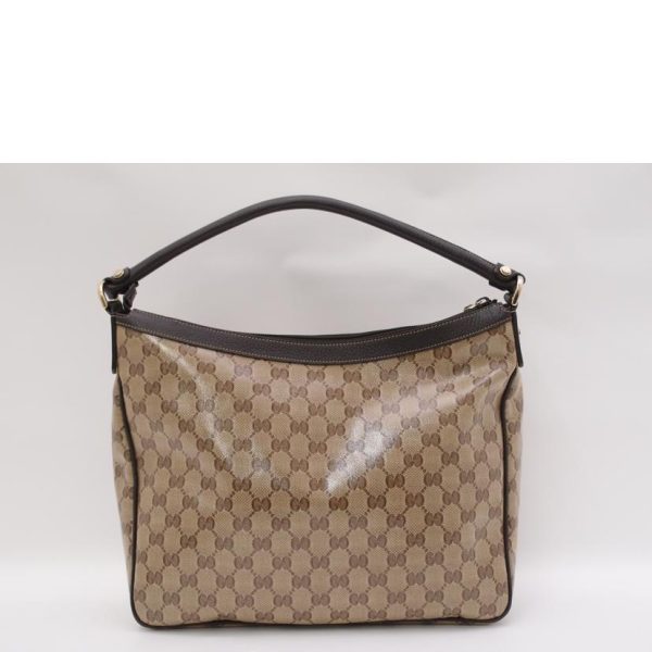 38056 2 Gucci GG Crystal Semi Shoulder Bag Brown