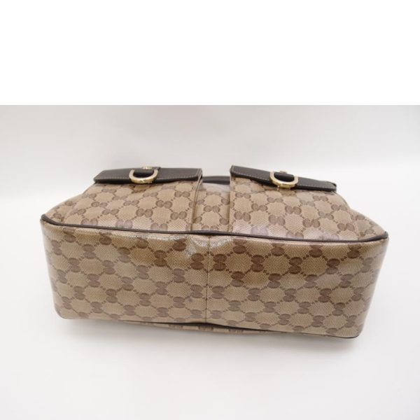 38056 3 Gucci GG Crystal Semi Shoulder Bag Brown