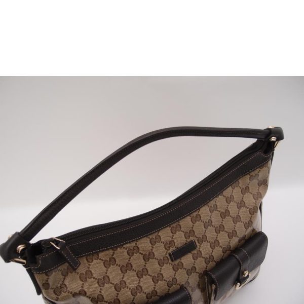 38056 4 Gucci GG Crystal Semi Shoulder Bag Brown