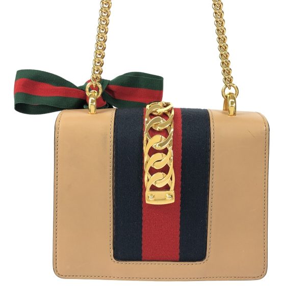 38066313 3 Gucci Sylvie Chain Shoulder Bag Leather Mini Shoulder Beige Navy Red