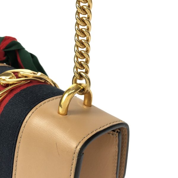 38066313 9 Gucci Sylvie Chain Shoulder Bag Leather Mini Shoulder Beige Navy Red