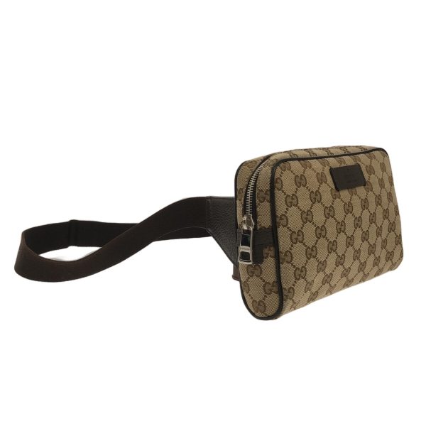 38067844 2 Gucci GG Pattern Jacquard Leather Waist Pouch Beige Dark Brown