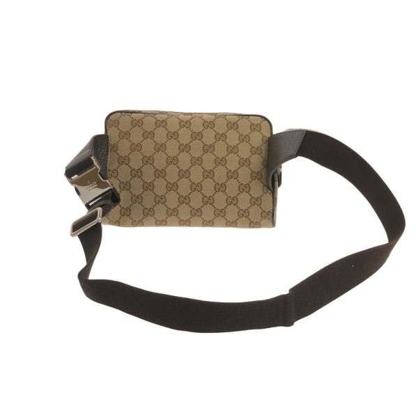 38067844 3 Gucci GG Pattern Jacquard Leather Waist Pouch Beige Dark Brown