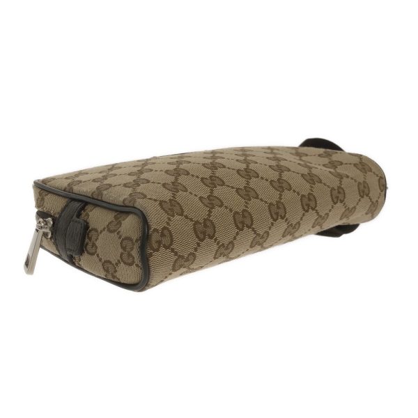 38067844 4 Gucci GG Pattern Jacquard Leather Waist Pouch Beige Dark Brown