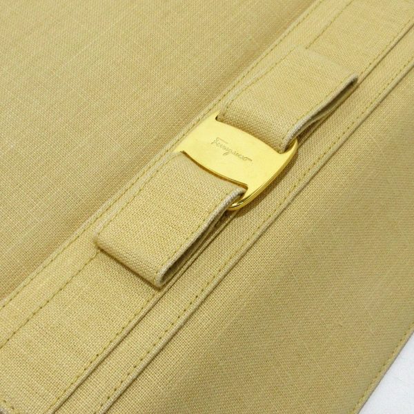 38070484 11 Salvatore Ferragamo Vara Shoulder Bag Yellow Linen