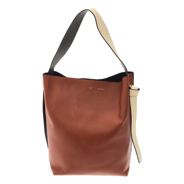 38076936 1 Celine Twisted Cabas Leather Tote Bag Brown