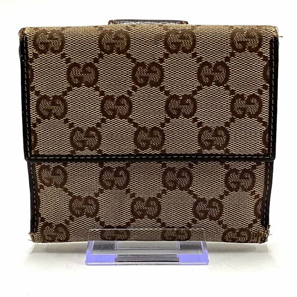 38077029 2 Gucci Abby GG Pattern Jacquard Leather W Hook Wallet Dark Brown Brown