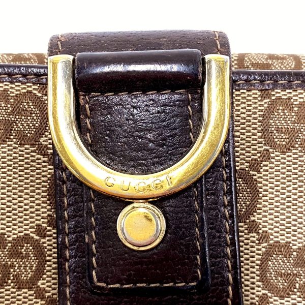 38077029 8 Gucci Abby GG Pattern Jacquard Leather W Hook Wallet Dark Brown Brown