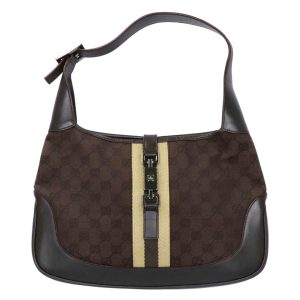 38113 1 Fendi Zucchino Pattern Mini Logo Accessory Pouch Coated Canvas Handbag Brown