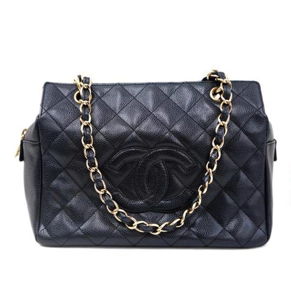 38143 1 Chanel Matelasse W Flap Chain Shoulder Bag Black