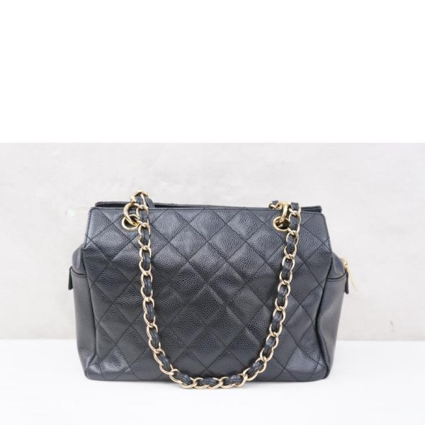 38143 2 Chanel Matelasse W Flap Chain Shoulder Bag Black