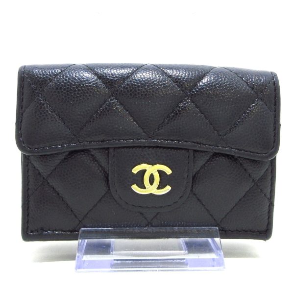 38247118 1 Chanel Classic Small Flap Wallet Matelasse Trifold Wallet Caviar Skin Black