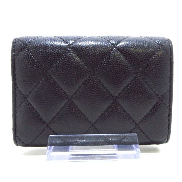 38247118 2 Chanel Classic Small Flap Wallet Matelasse Trifold Wallet Caviar Skin Black