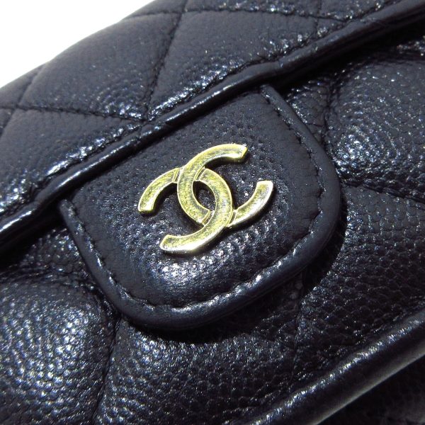 38247118 7 Chanel Classic Small Flap Wallet Matelasse Trifold Wallet Caviar Skin Black