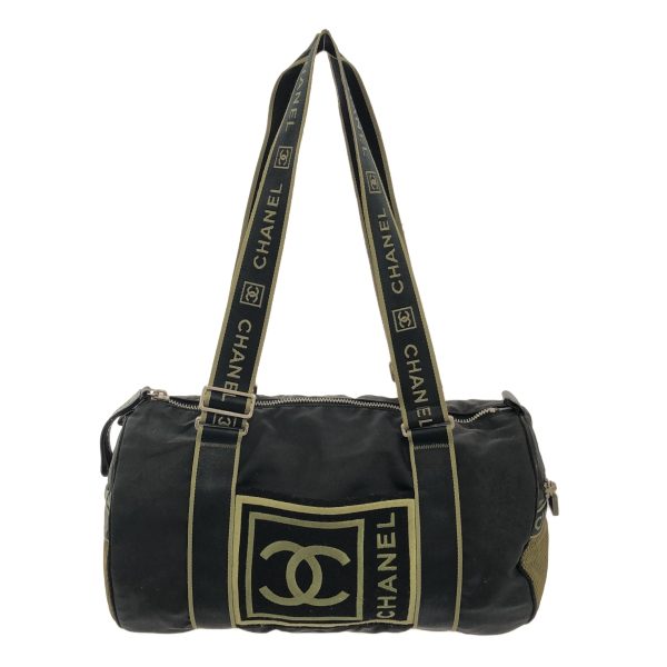 38249310 1 Chanel Sports Line Boston Bag Nylon Black Khaki