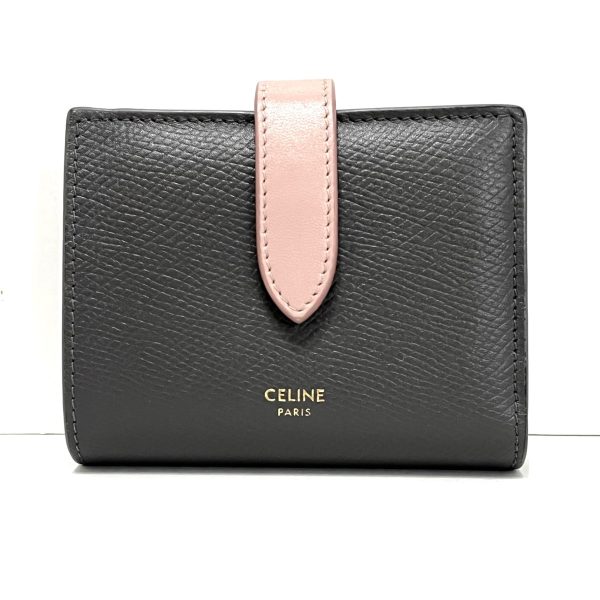 38249628 1 Celine Small Strap Bifold Leather Wallet Gray