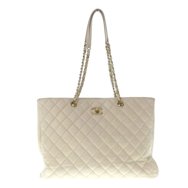 38249743 1 Chanel Matelasse Large Shopping Bag Tote Bag Caviar Skin White