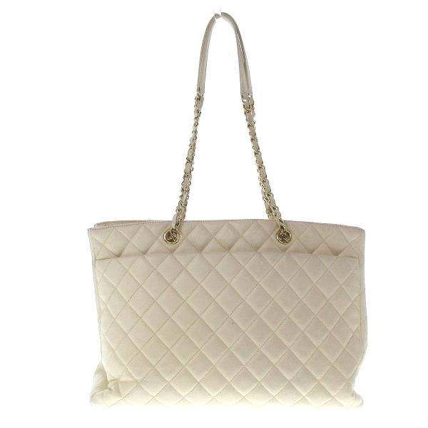 38249743 3 Chanel Matelasse Large Shopping Bag Tote Bag Caviar Skin White